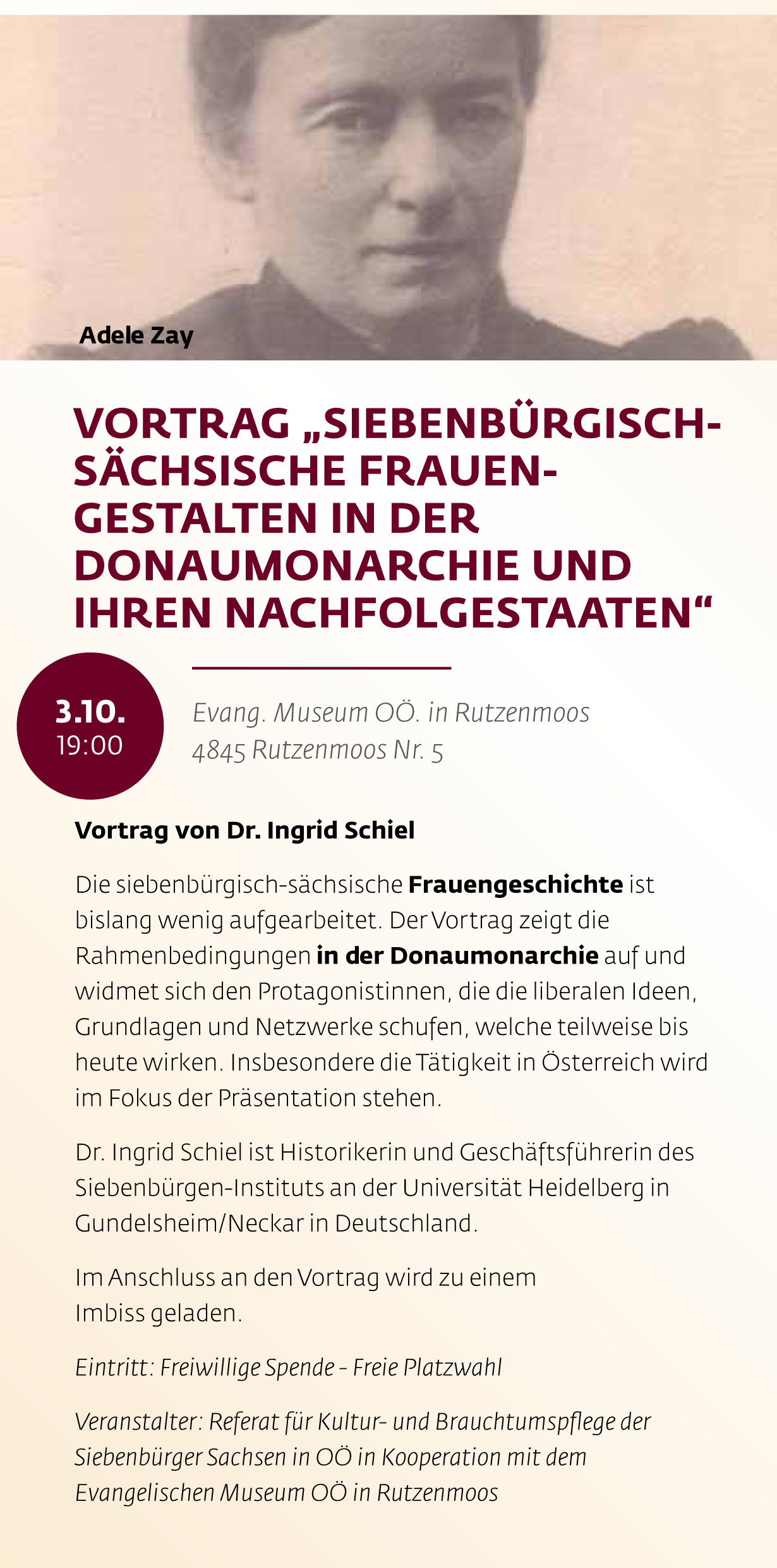 Siebenbürgischer Kulturherbst – Vortrag „Frauengestalten“